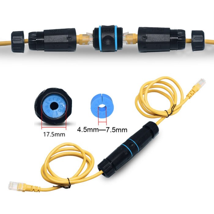 YXY YPM23-CAT6-A Waterproof RJ45 CAT6 90-Degree Right-Angle Coupler