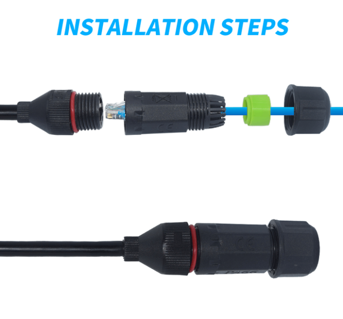 YXY YPM16-CAT6-C01 Waterproof RJ45 CAT6A Connector IP68 Male-to-Female