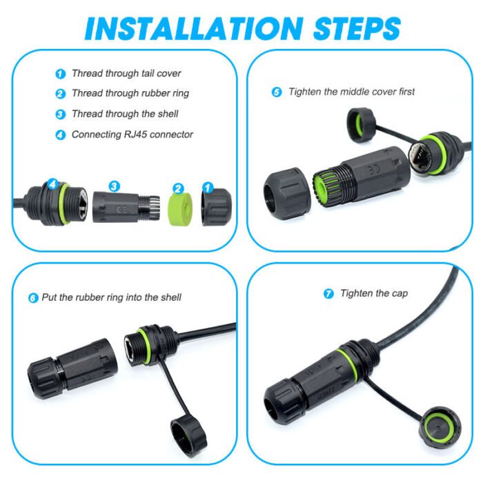 YXY YPM20-CAT6CAT6-01 Waterproof RJ45 CAT6 Extension Cable IP68 (Double Female)