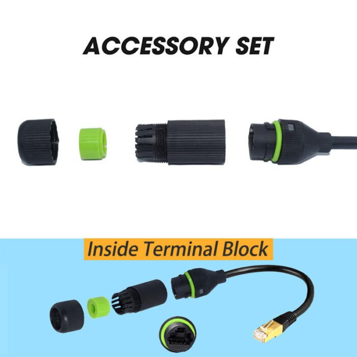YXY YPM20-CAT6-C01 Waterproof RJ45 CAT6 Connector Kit IP68 (Male & Female Set)