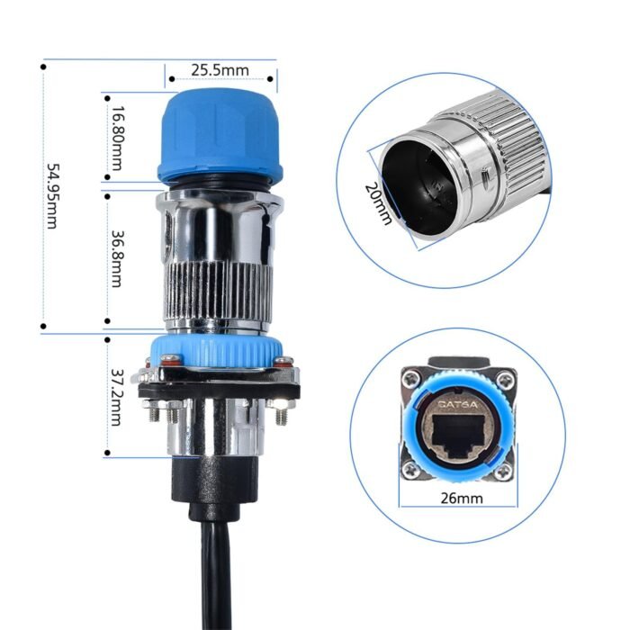 YXY YPM20D-CAT6-A Waterproof RJ45 CAT6 D-Type Flange Bulkhead Connector