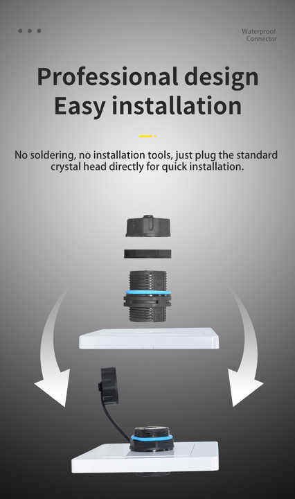 YXY YPM23-CAT6-B Waterproof RJ45 CAT6 Panel-Mount Bulkhead Coupler