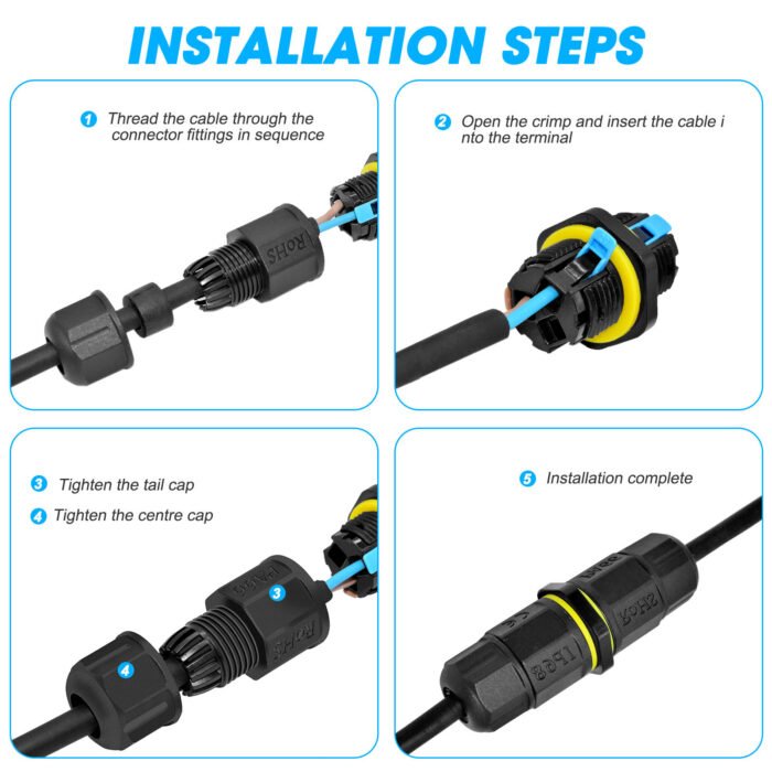 YXY YPM20K-2T2C-A 2-Pin Inline Waterproof Cable Connector IP68