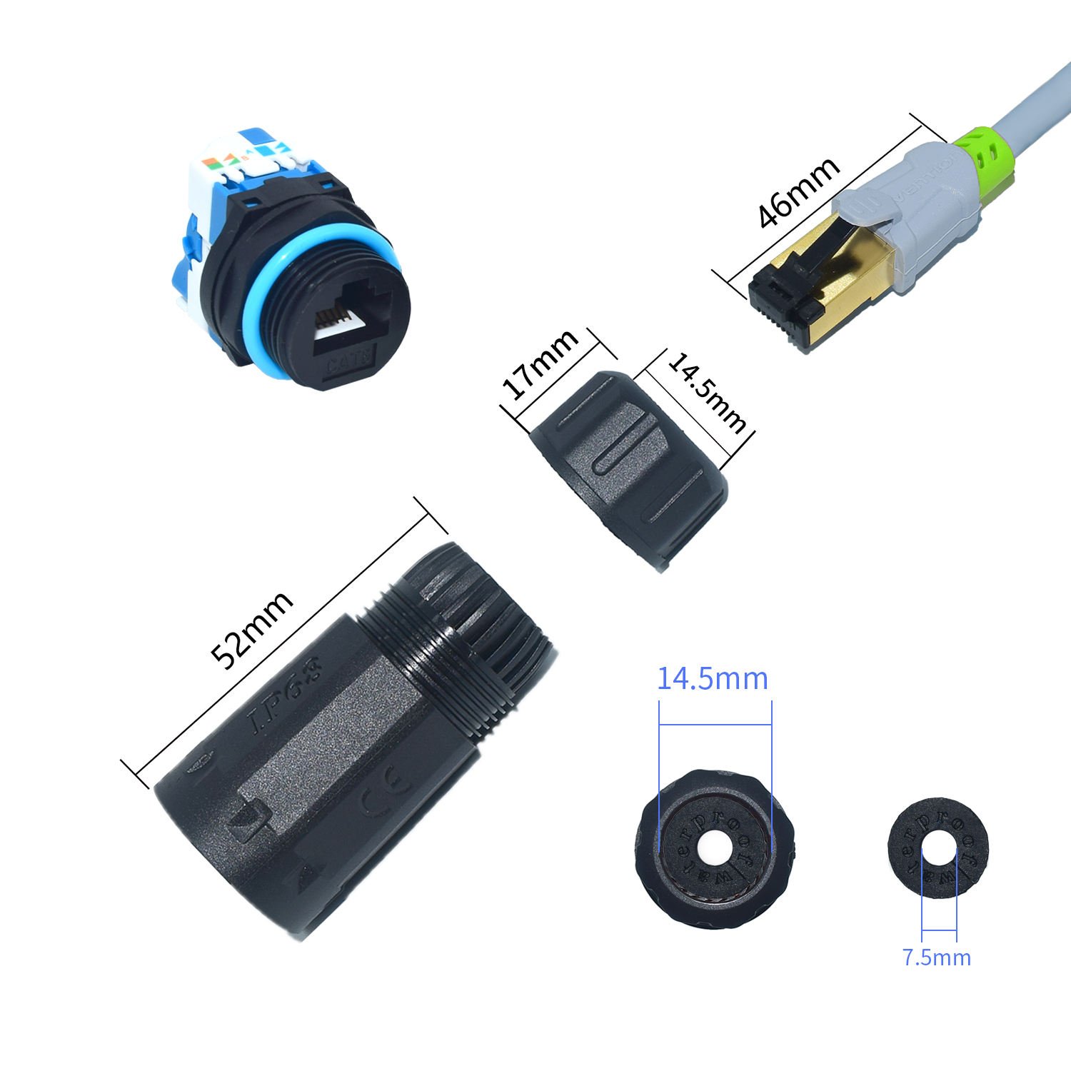 YXY YPM23IDC-CAT6 Toolless RJ45 CAT6 Waterproof Panel Connector