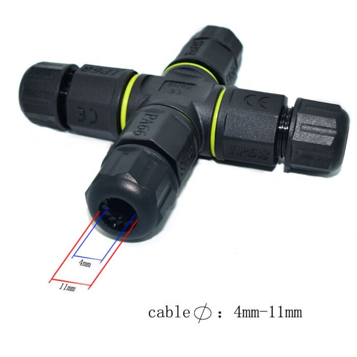 YXY YPM20-4T3C-A 4-Way Cross Junction Box Waterproof Connector IP68 (3-Pin)