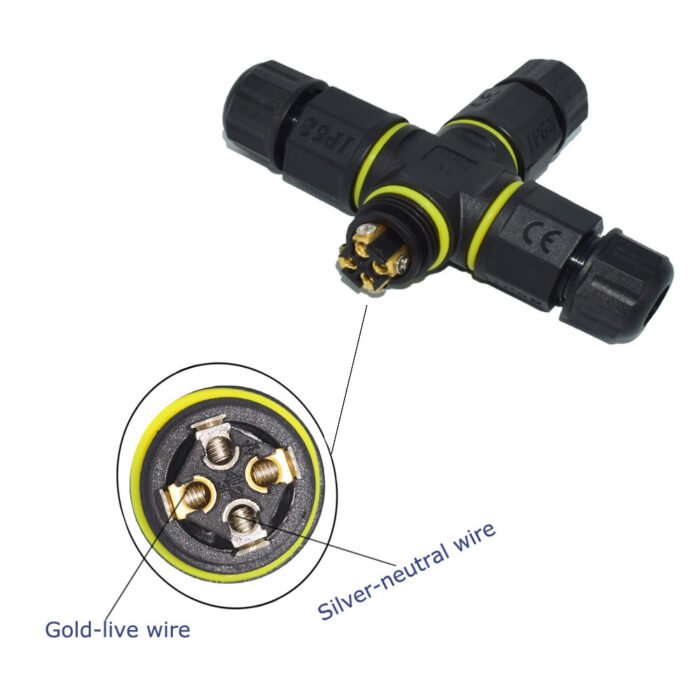 YXY YPM20-4T3C-A 4-Way Cross Junction Box Waterproof Connector IP68 (3-Pin)