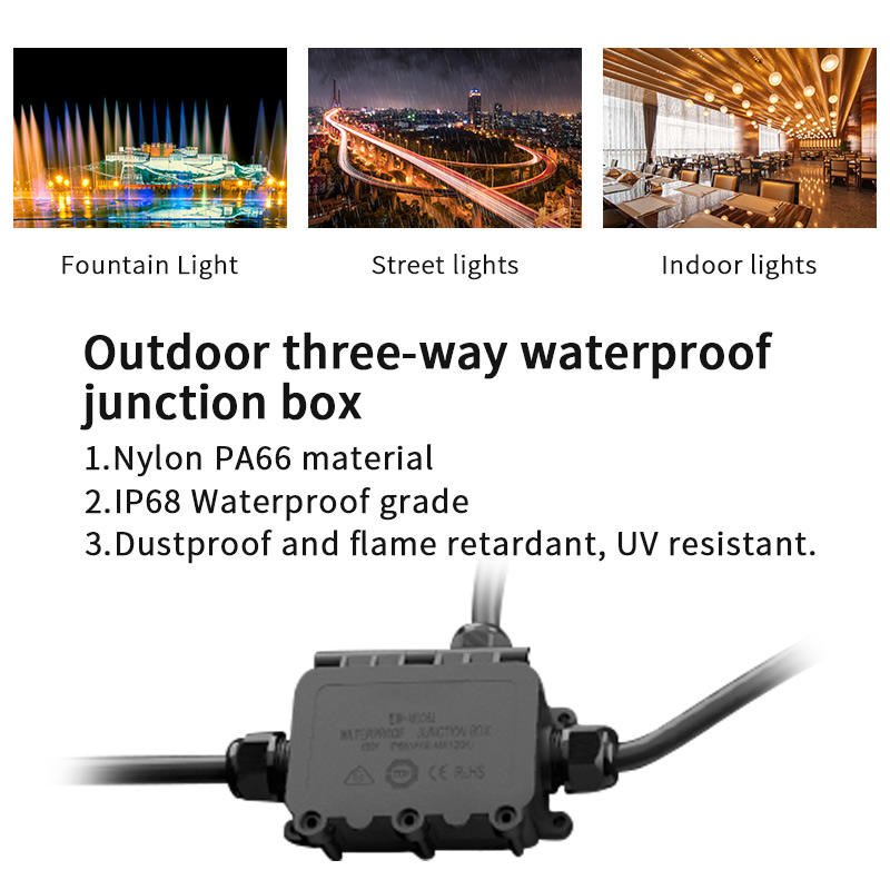 YXY EW-M2068-3T T-Type 3-Way Waterproof Junction Box IP68