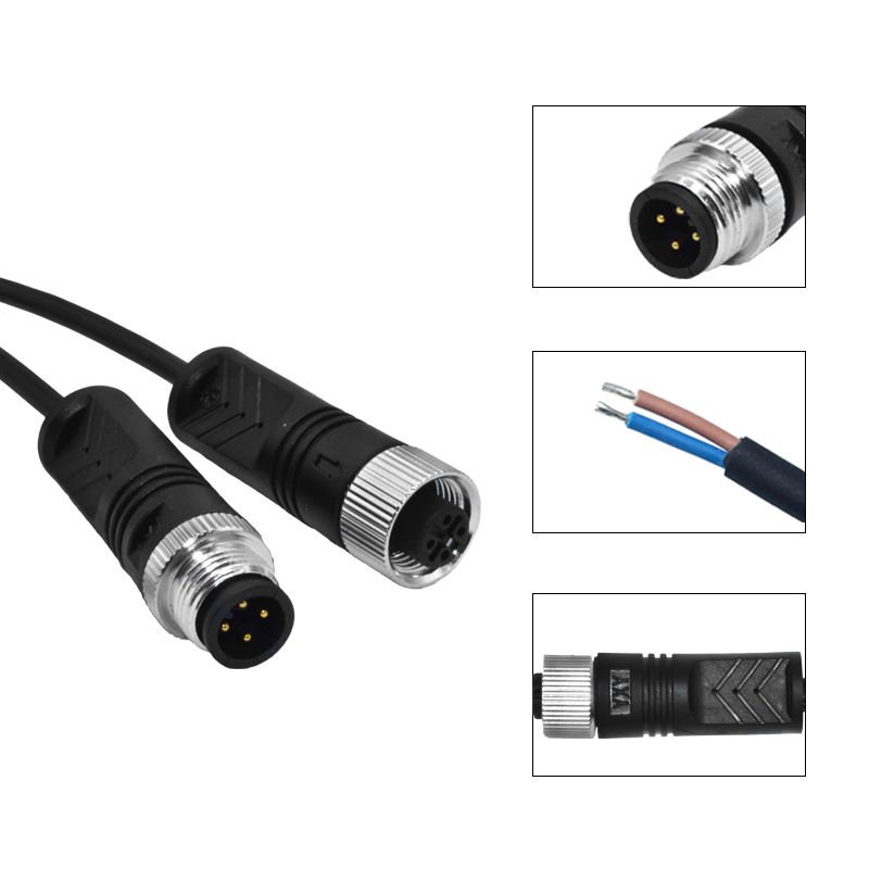 YXY M12-4C 4-Pin IP67/IP68 Waterproof Cable Connector (Male/Female Pair)