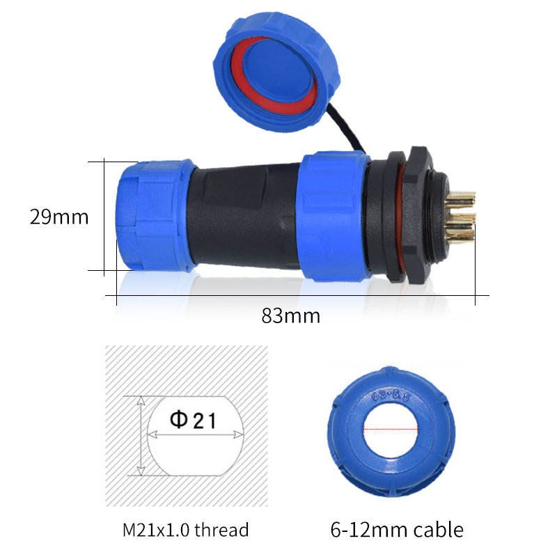 YXY YPSP21-3C-B 3-Pin Circular Aviation Connector (IP68 Male/Female)