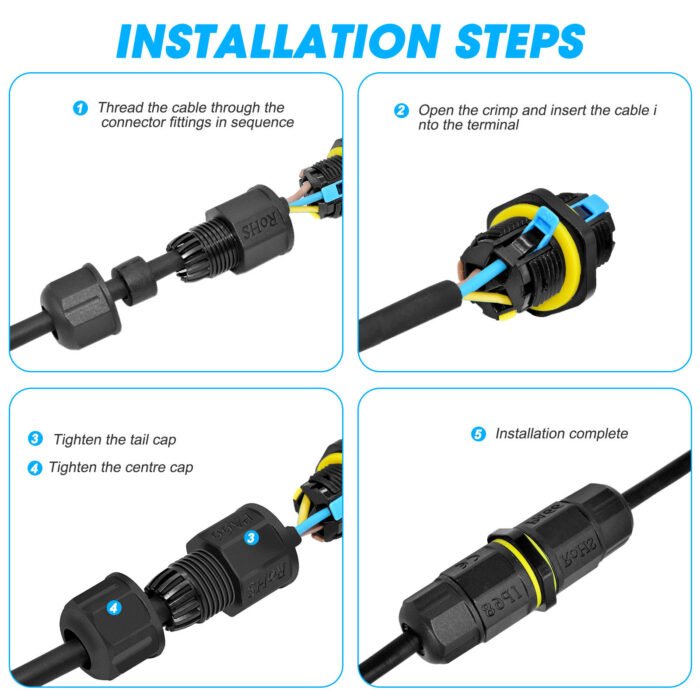 YXY YPM20K-2T3C-A 3-Pin Inline Waterproof Cable Connector IP68