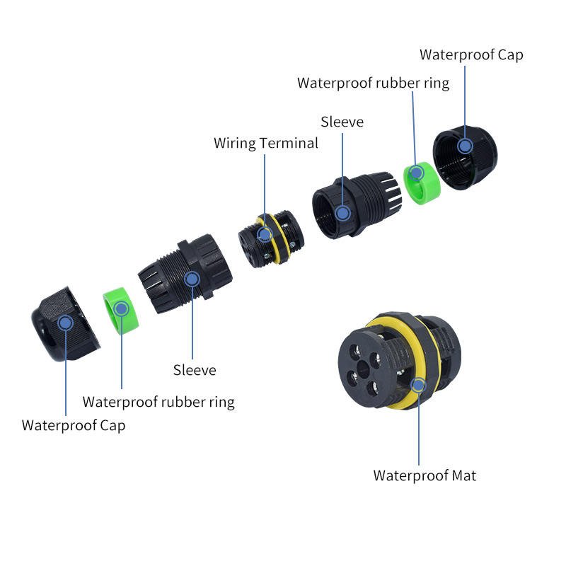 YXY EW-M25-4p 4-Pin IP68 Inline Waterproof Cable Connector