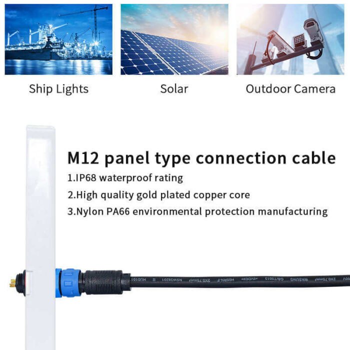 YXY YPM12-2C-B 2-Pin IP68 Waterproof Cable Connector Pair