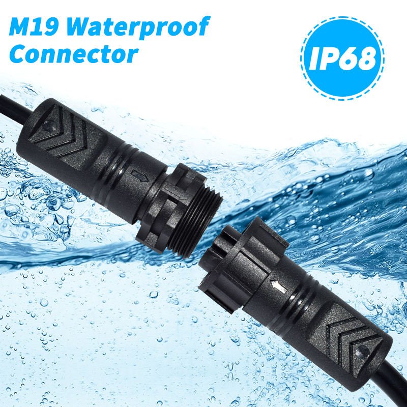 YXY M19 2-Pin IP68 Waterproof Cable Connector (Male/Female Pair)