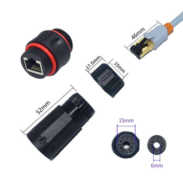 YXY YPM20-CAT5E-A Waterproof RJ45 CAT6 Cable Connector IP68 (Male & Female Pair)