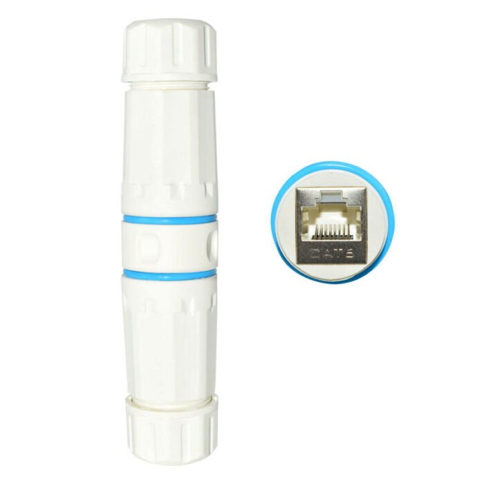 YXY YPM23-CAT6-AW Waterproof RJ45 CAT6 Inline Coupler (White/Blue)