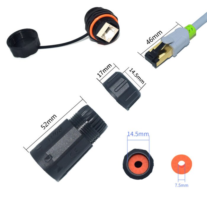 YXY YPM23-CAT6A-B Waterproof RJ45 CAT6A Panel Mount Connector