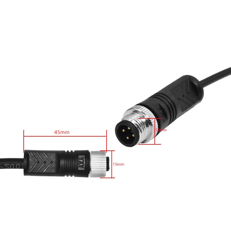 YXY M12-4C 4-Pin IP67/IP68 Waterproof Cable Connector (Male/Female Pair)