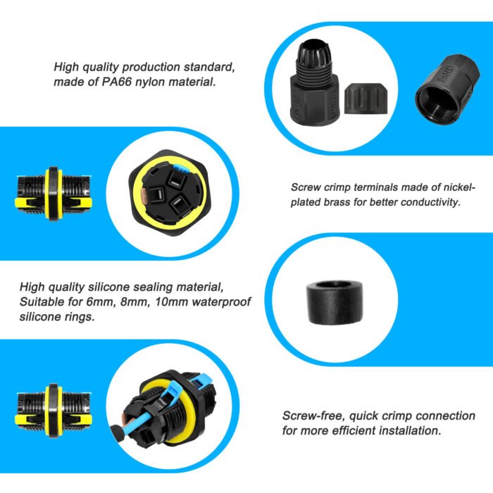 YXY YPM20K-2T2C-A 2-Pin Inline Waterproof Cable Connector IP68