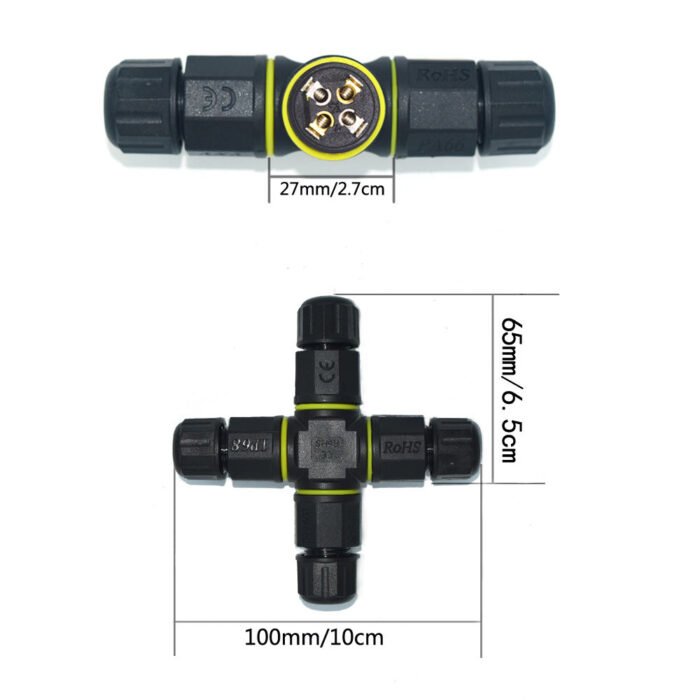 YXY YPM20-4T3C-A 4-Way Cross Junction Box Waterproof Connector IP68 (3-Pin)