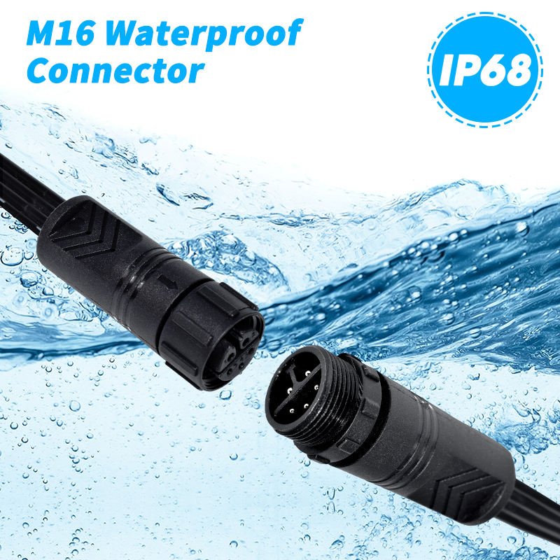 YXY M16-5C 5-Pin IP68 Waterproof Cable Connector Male Female Pair