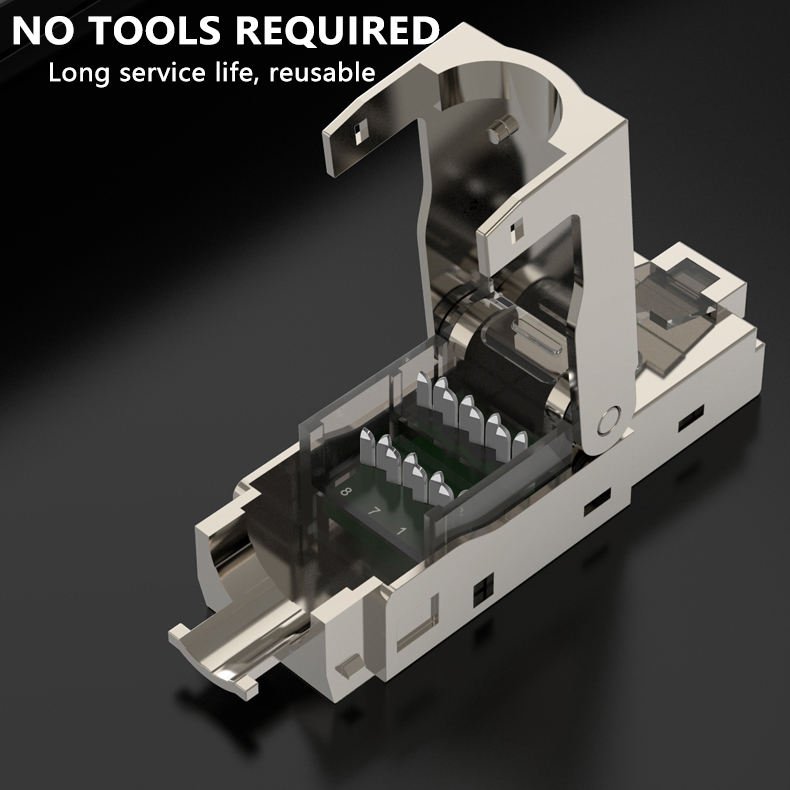 YXY CAT6A-Modules Toolless Shielded RJ45 CAT6A Field Termination Plug