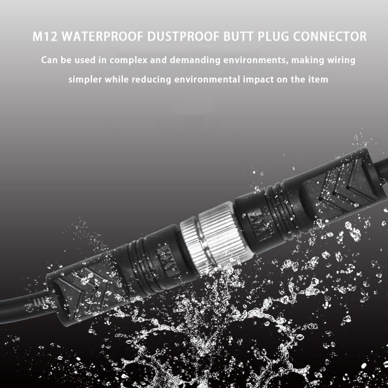 YXY M12-4C 4-Pin IP67/IP68 Waterproof Cable Connector (Male/Female Pair)