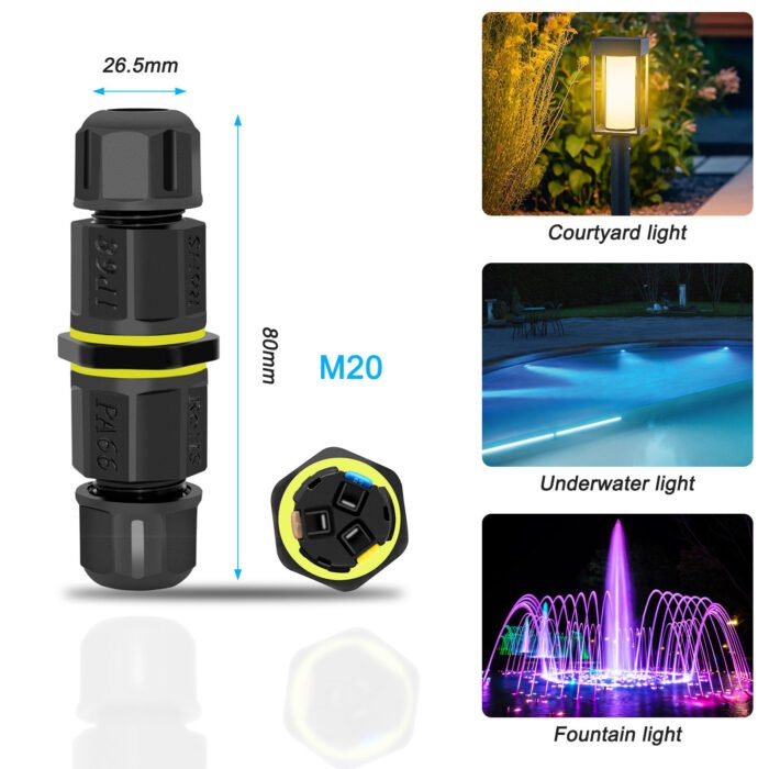YXY YPM20K-2T3C-A 3-Pin Inline Waterproof Cable Connector IP68
