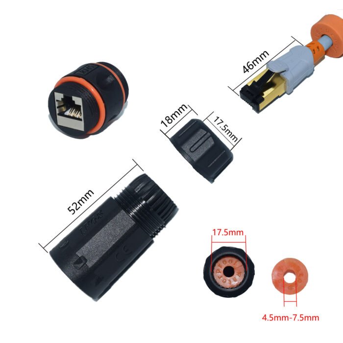YXY YPM23-CAT6A-A Waterproof RJ45 CAT6A Inline Coupler IP68