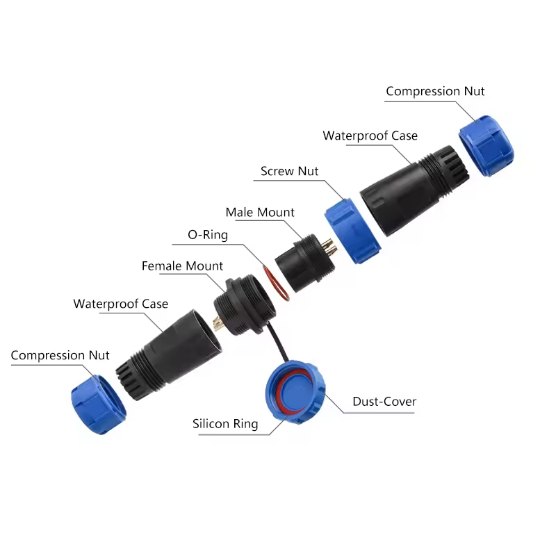 YXY YPSP13-4C-A 4-Pin Circular Aviation Connector (IP68 Male/Female)