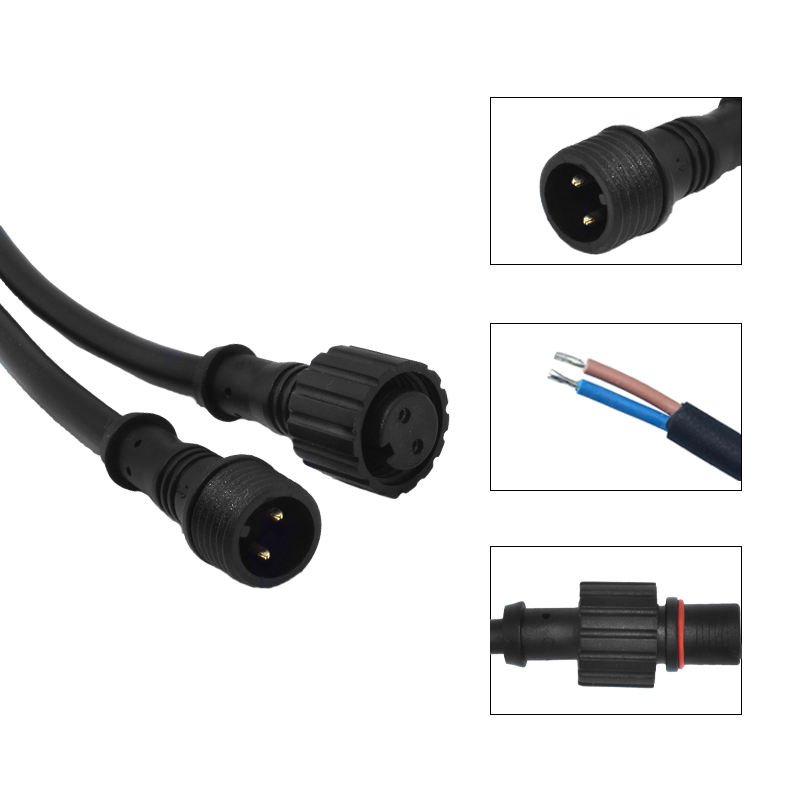 YXY M11 2-Pin Waterproof Male-to-Female Power Extension Cable (IP68, 24AWG, PA66 Nylon)