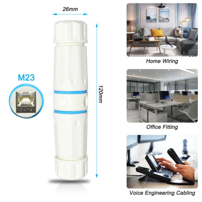 YXY YPM23-CAT6-AW Waterproof RJ45 CAT6 Inline Coupler (White/Blue)
