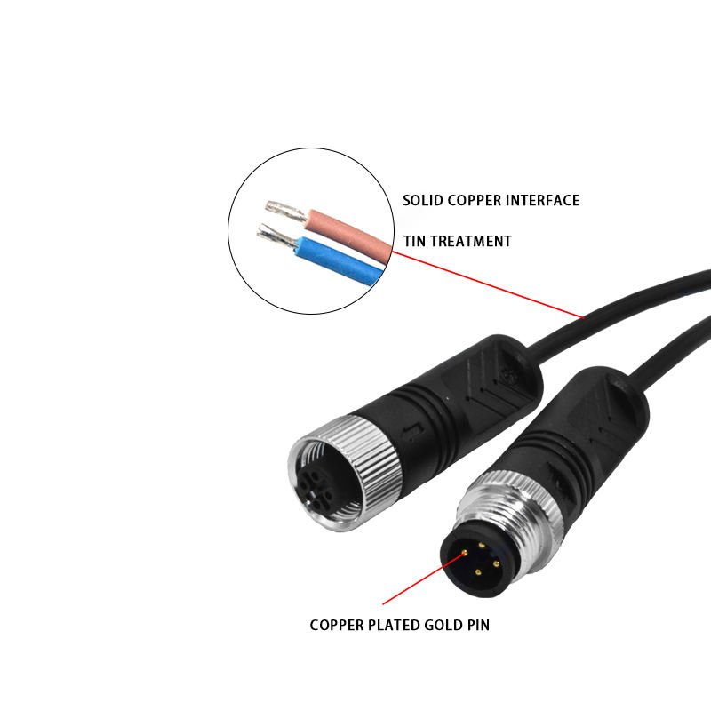 YXY M12-4C 4-Pin IP67/IP68 Waterproof Cable Connector (Male/Female Pair)