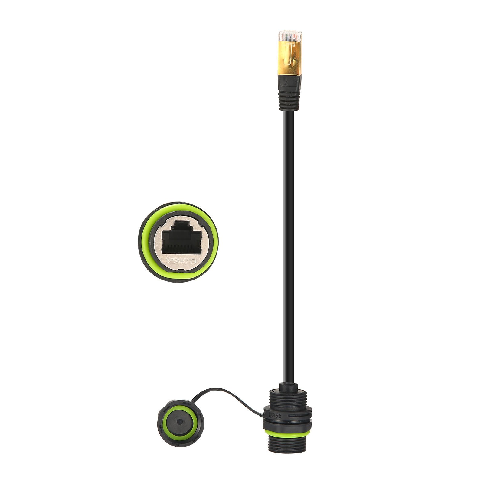 YXY A1092 25CM Waterproof RJ45 CAT6A Connector IP68 Male-to-Female Cable