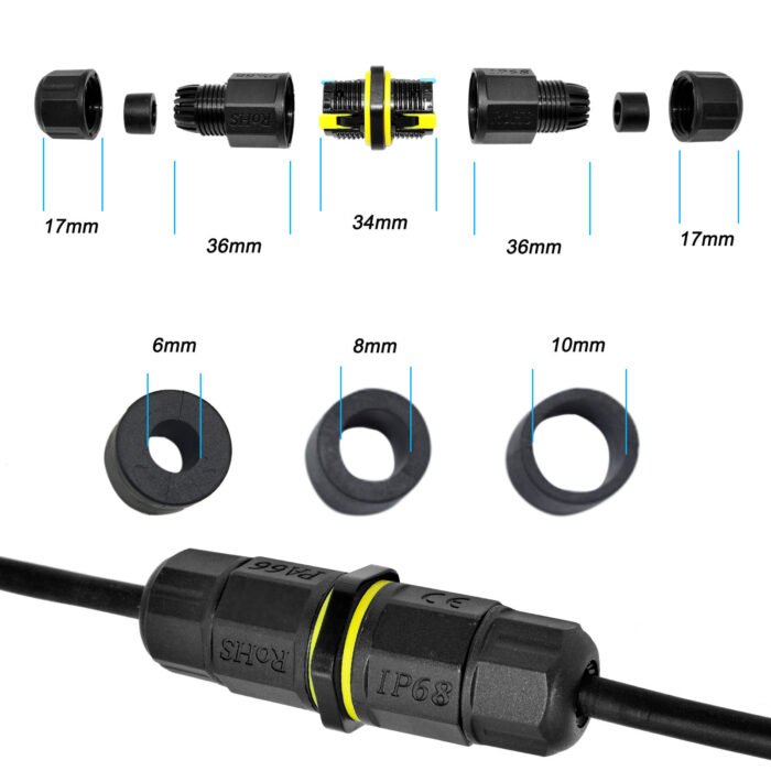 YXY YPM20K-2T2C-A 2-Pin Inline Waterproof Cable Connector IP68