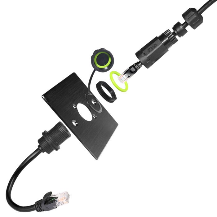 YXY YPM20-RJ45-C1 Waterproof RJ45 CAT6 Panel Connector IP68 (Female to Male Tail)