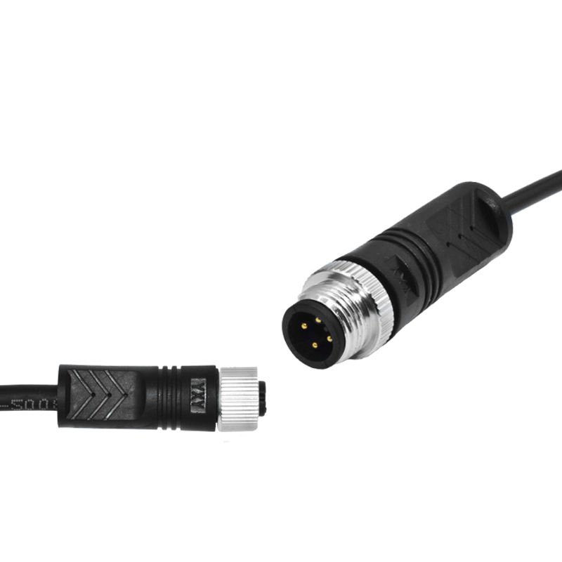 YXY M12-4C 4-Pin IP67/IP68 Waterproof Cable Connector (Male/Female Pair)