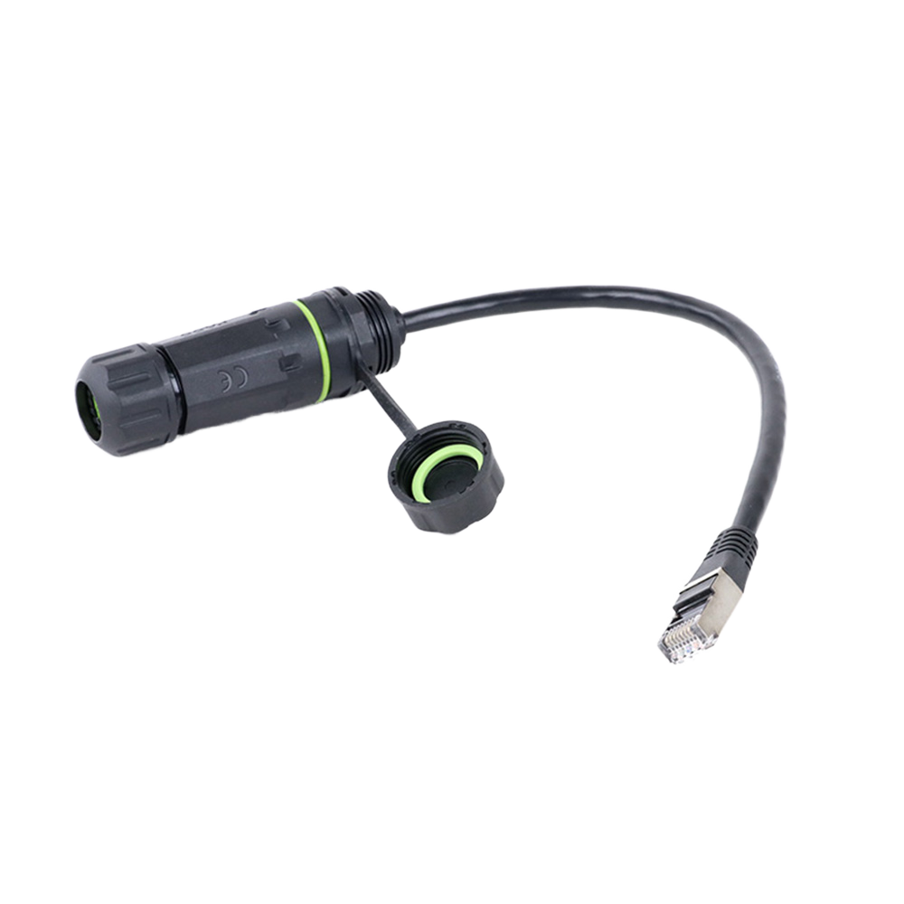 YXY A1092 25CM Waterproof RJ45 CAT6A Connector IP68 Male-to-Female Cable