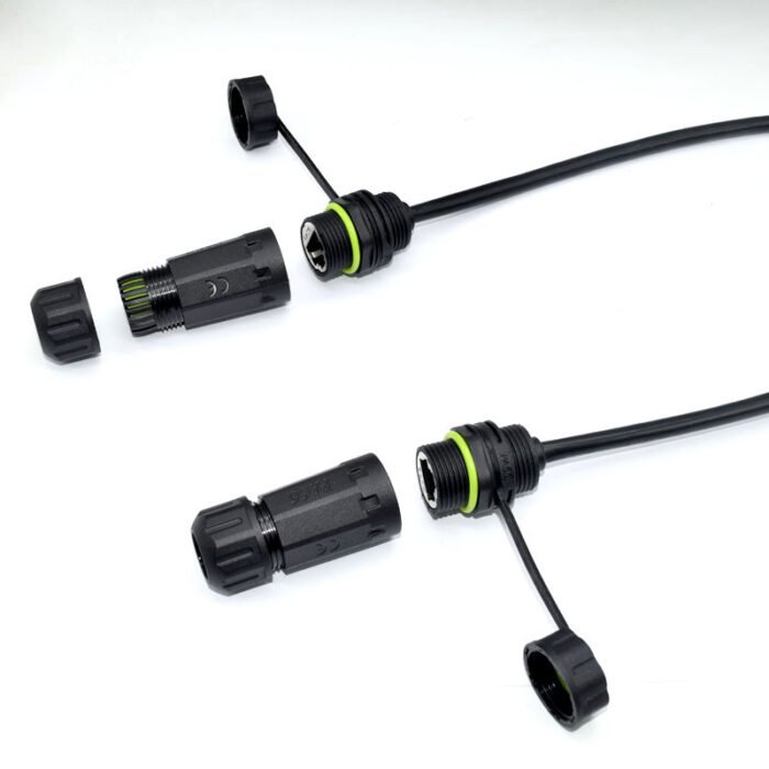 YXY YPM20-CAT6ACAT6A-C02 Waterproof RJ45 CAT6A Panel Connector IP68 (Female to Male Tail)