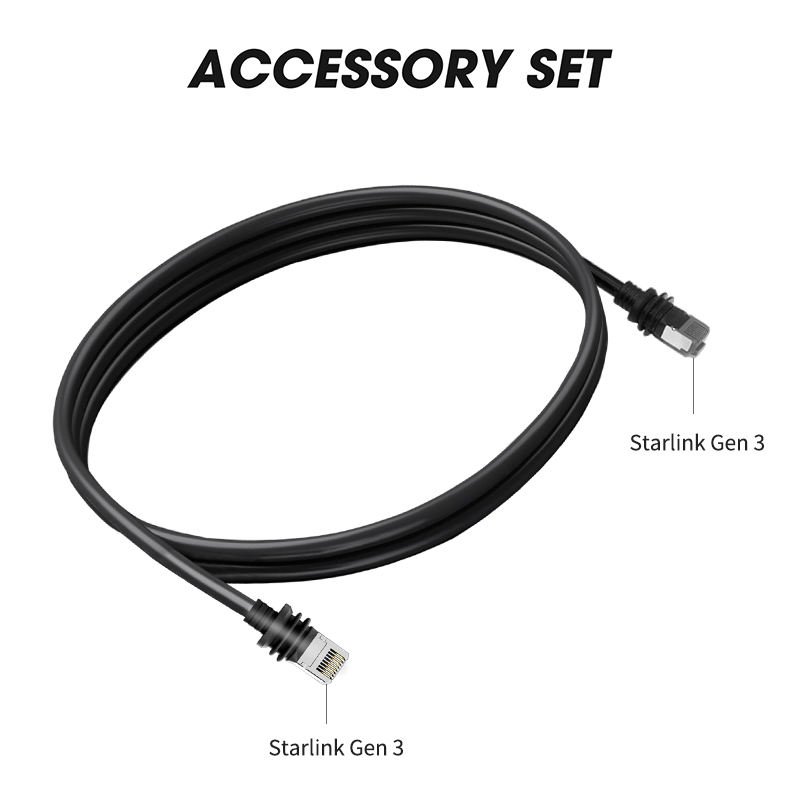 Starlink Gen 3 V3 Replacement Cable | IP68 Waterproof CAT6 1200Mbps Shielded Ethernet Cable