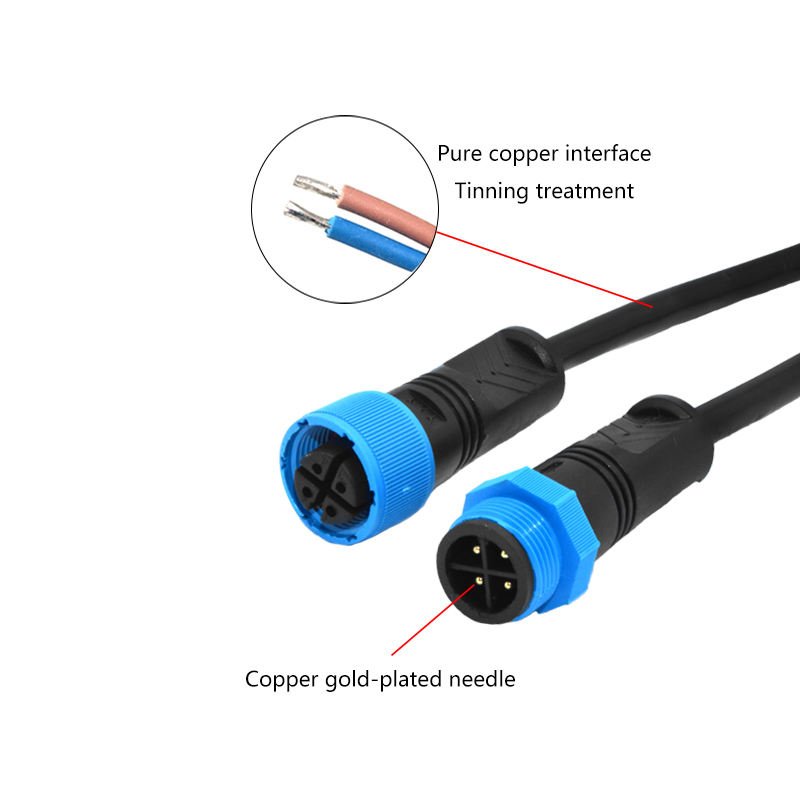 YXY M14 4-Pin IP68 Waterproof Male-to-Female Connection Cable