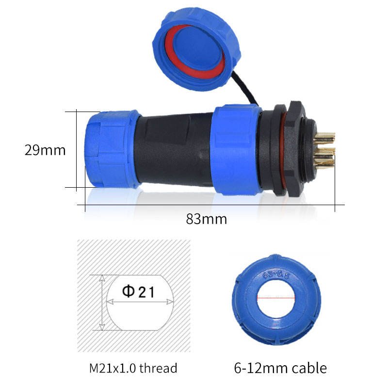 YXY YPSP21-5C-B 5-Pin Circular Aviation Connector (IP68 Waterproof)
