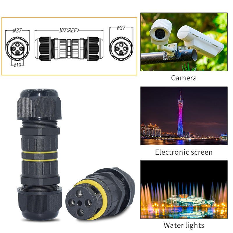 YXY EW-M25-4p 4-Pin IP68 Inline Waterproof Cable Connector