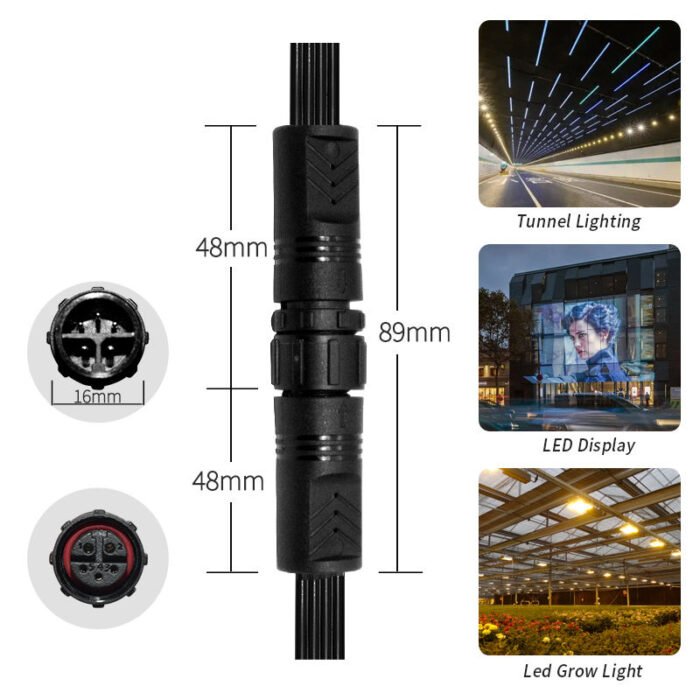 YXY M16-5C 5-Pin IP68 Waterproof Cable Connector (Male/Female Pair)