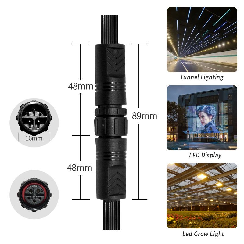 YXY M16-5C 5-Pin IP68 Waterproof Cable Connector Male Female Pair
