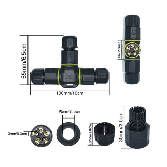 YXY YPM20-3T5C-A T-Shape Junction Box Waterproof Connector IP68 (5-Pin)